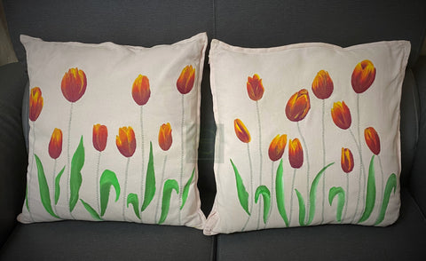 Hand Painted Pillow Covers (Tulips)