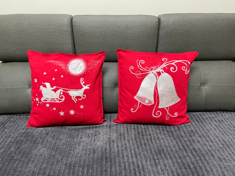 Hand Painted Pillow Covers Red
